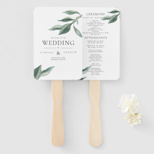 Modernes Botanisches Blätter Hochzeitsprogramm Han Fächer