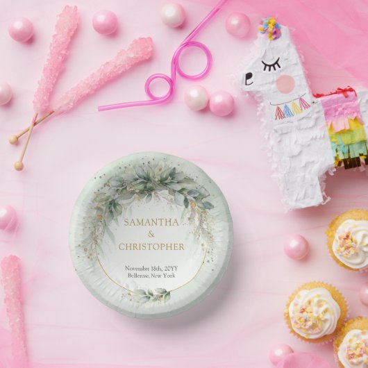 Modernes botanisches Blattgold Pappteller (Party)