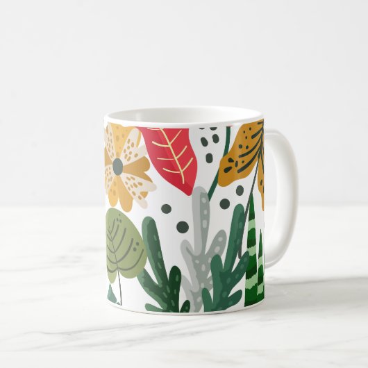 Modernes botanisches Blattmuster Kaffeetasse (VorderseiteRechts)