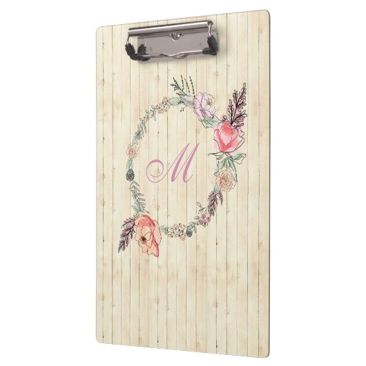 Modernes botanisches Blumenholz Klemmbrett (Links)