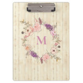 Modernes botanisches Blumenholz Sangria Klemmbrett (Vorderseite)