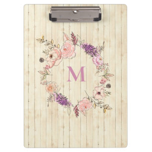 Modernes botanisches Blumenholz Sangria Klemmbrett
