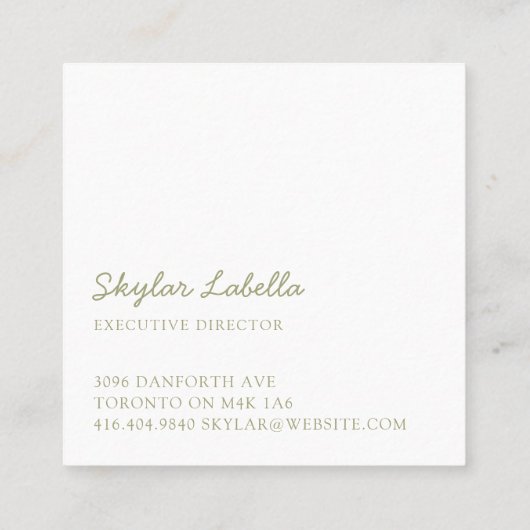 Modernes Botanisches Blumenlogo Logodesign Grün Quadratische Visitenkarte (Rückseite)