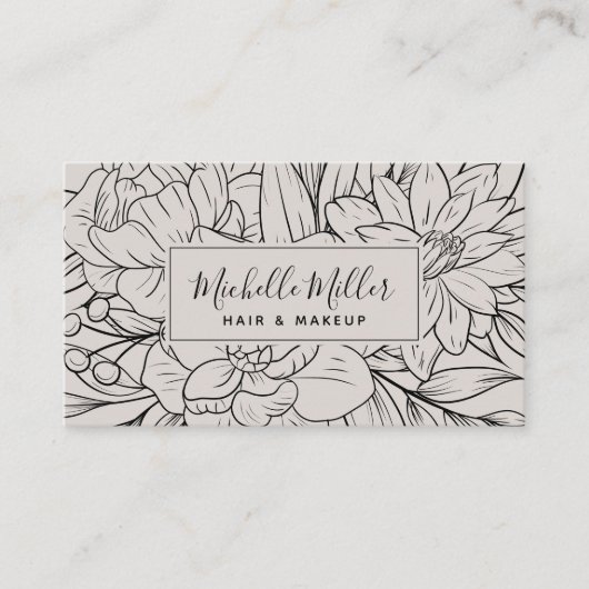 Modernes botanisches Blush Script-Haarmaske Visitenkarte (Vorderseite)