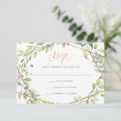 Modernes botanisches | Copper Look Wedding RSVP (Stehend Vorderseite)