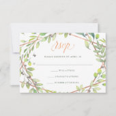Modernes botanisches | Copper Look Wedding RSVP Karte (Vorderseite)