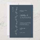 Modernes botanisches Divider Hochzeit eines navy-B Einladung (Vorderseite)
