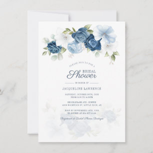 Modernes botanisches Dusty Blue Floral Brautparty Einladung