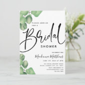 Modernes botanisches Elegantes Eukalyptus-Brautpar Einladung (Stehend Vorderseite)