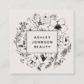 Modernes botanisches Erröten und Schwarz Quadratische Visitenkarte (Vorderseite)