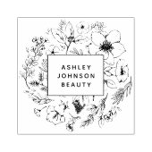 Modernes botanisches Erröten und schwarzer Quadrat Gummistempel (Prägung)