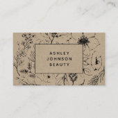 Modernes botanisches Erröten und schwarzes, horizo Visitenkarte (Vorderseite)