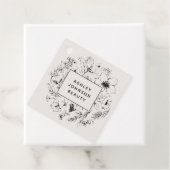 Modernes botanisches Erröten und Schwarzes Quadrat Geschenkanhänger (Beispiel)