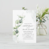 Modernes botanisches Eukalyptus-Foliage-Brautparty Einladung (Stehend Vorderseite)