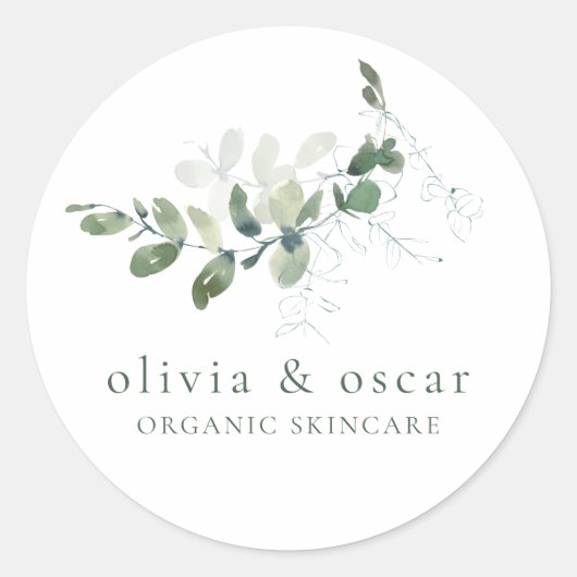 Modernes botanisches Eukalyptus-Minimalistisches G Runder Aufkleber (Vorderseite)
