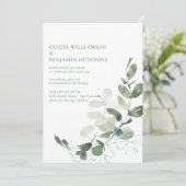 Modernes botanisches Eukalyptus Wedding RSVP Onlin Einladung (Stehend Vorderseite)