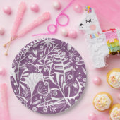 Modernes botanisches florales Lila Pappteller (Party)