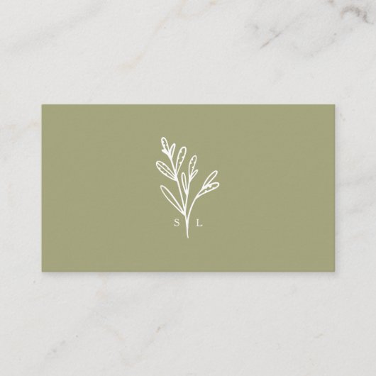 Modernes Botanisches Foliage Line Art Monogram Oli Visitenkarte (Vorderseite)