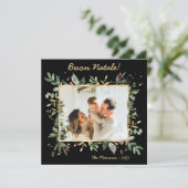 Modernes botanisches Foto Buon Natale Feiertagskarte (Stehend Vorderseite)