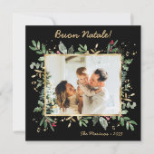 Modernes botanisches Foto Buon Natale Feiertagskarte (Vorderseite)