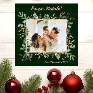Modernes botanisches Foto Buon Natale Feiertagskarte
