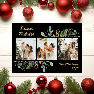 Modernes botanisches Foto Buon Natale Feiertagskarte