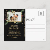 Modernes botanisches Foto Buon Natale Feiertagspostkarte (Rückseite)