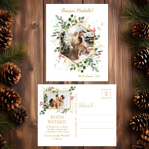 Modernes botanisches Foto Buon Natale Feiertagspostkarte