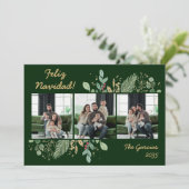 Modernes botanisches Foto Feliz Navidad Feiertagskarte (Stehend Vorderseite)