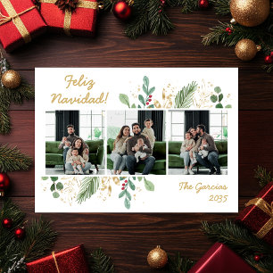Modernes botanisches Foto Feliz Navidad Feiertagskarte
