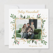 Modernes botanisches Foto Feliz Navidad Feiertagskarte (Vorderseite)