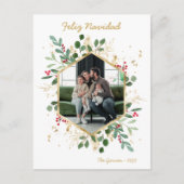 Modernes botanisches Foto Feliz Navidad Feiertagspostkarte (Vorderseite)