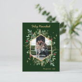 Modernes botanisches Foto Feliz Navidad Feiertagspostkarte (Stehend Vorderseite)