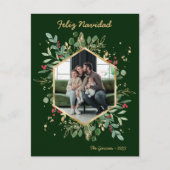 Modernes botanisches Foto Feliz Navidad Feiertagspostkarte (Vorderseite)