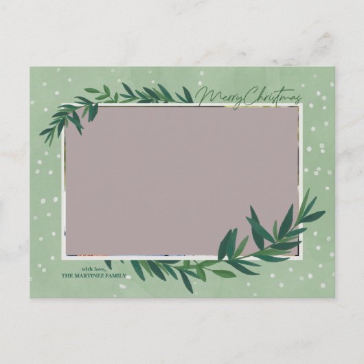 Modernes botanisches Foto Grün Frohe Weihnachten (Vorderseite)