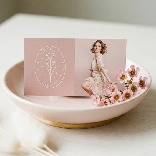 Modernes Botanisches Foto-Logos und -Linien Visitenkarte