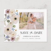 Modernes botanisches Foto Save the Date Postkarte (Vorderseite)