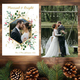 Modernes botanisches Foto Verheiratet und hell Feiertagskarte