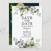 Modernes Botanisches Foto Wasserfarbe Save The Date (Vorne/Hinten)