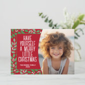 Modernes botanisches frostiges Weihnachtsfest Foto Feiertagskarte (Stehend Vorderseite)