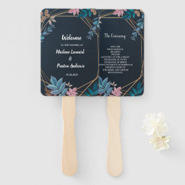 Modernes botanisches geometrisches Hochzeitsprogra Fächer