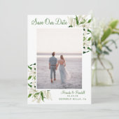 Modernes botanisches | Gerahmtes Foto Save The Date (Stehend Vorderseite)