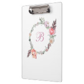 Modernes botanisches Gewässer mit Blumenmotiv weiß Klemmbrett (Links)