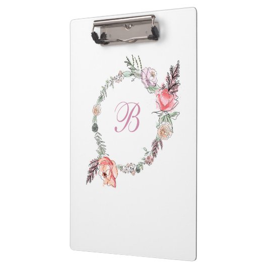 Modernes botanisches Gewässer mit Blumenmotiv weiß Klemmbrett (Links)