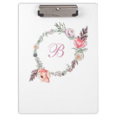 Modernes botanisches Gewässer mit Blumenmotiv weiß Klemmbrett (Vorderseite)