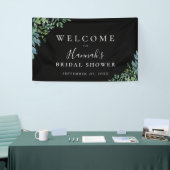 Modernes botanisches Greenery Black Party Banner (Messeveranstaltung)
