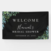 Modernes botanisches Greenery Black Party Banner (Horizontal)