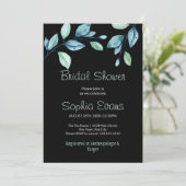 Modernes botanisches grünes Blätter Schwarzes Brau Einladung (Stehend Vorderseite)