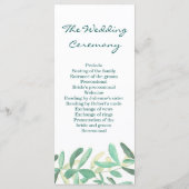 Modernes Botanisches Hochzeitsfeierprogramm Programm (Rückseite)