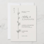 Modernes botanisches Hochzeitsknochen-Foto Einladung (Vorderseite)